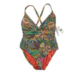 Women’s Bleu|Rod Beattie Multicolor Patterned One-Piece Swimsuit Sz 16W